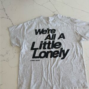 LONELY GHOST Heather Gray Short Sleeve Tee with Black Graphic